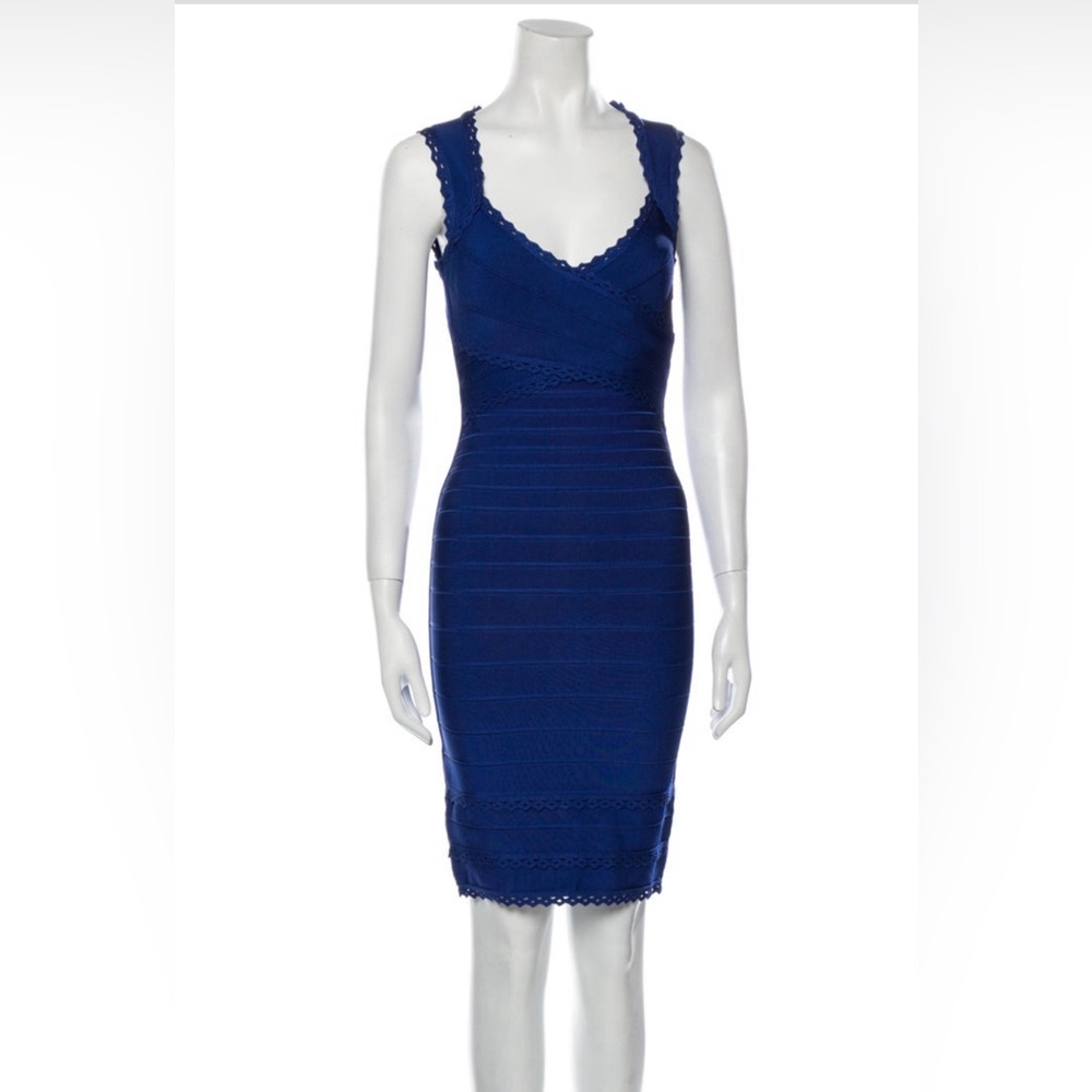 👗Authentic Herve Leger Amelia Mini Sheath Dress. Concealed Zip Closure at Back